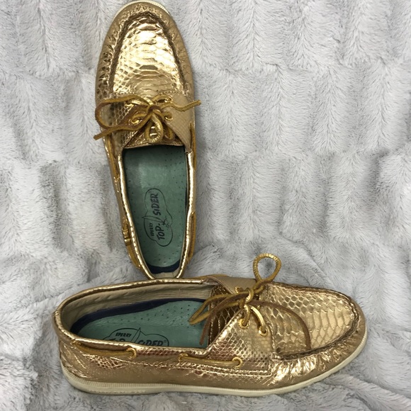 Sperry Shoes - Sperry Top Sider Gold Metallic Snake Boat Shoes